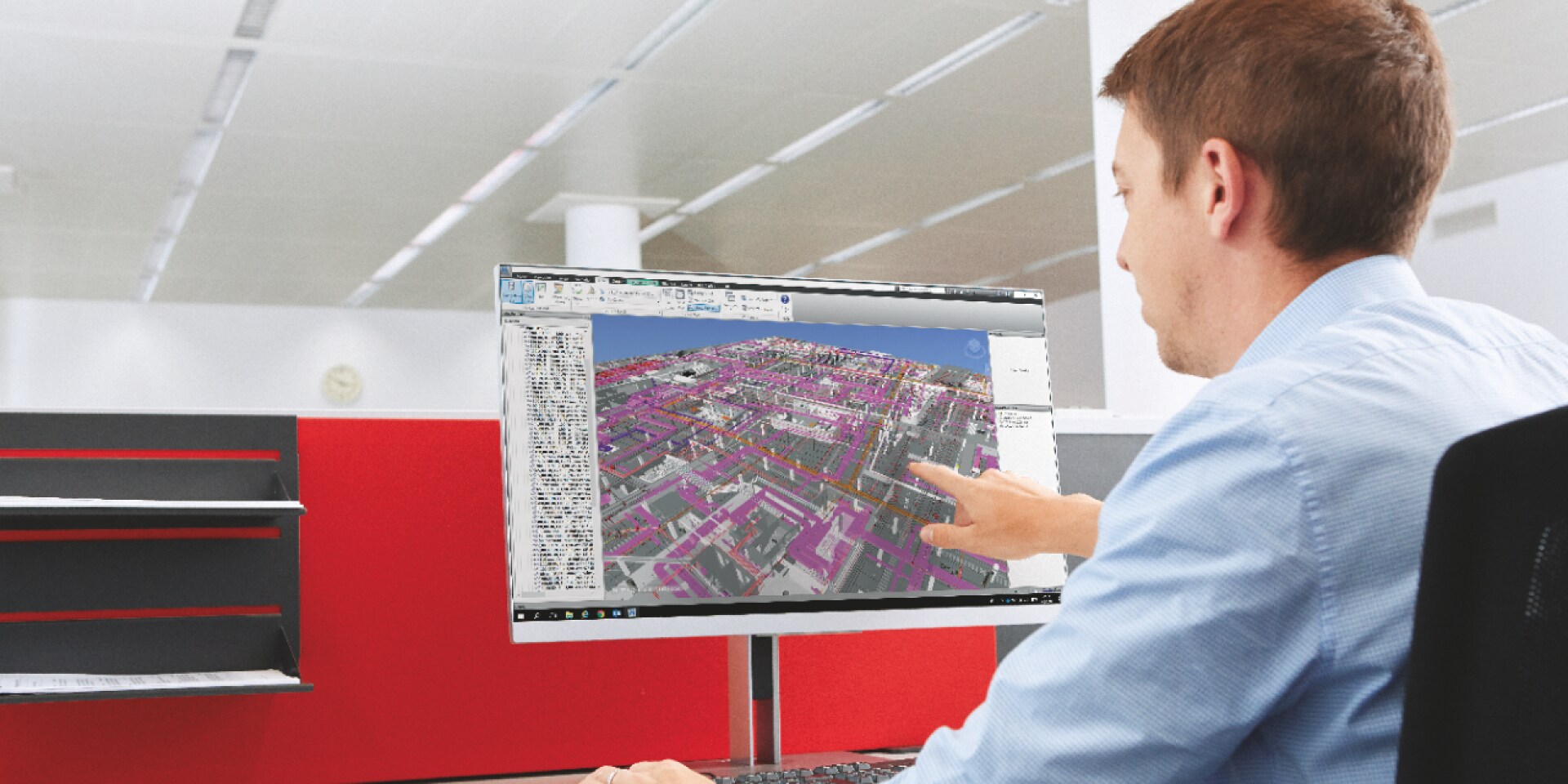 Architect, engineer or project manager using BIM (building information modeling) due to tech integration in construction
