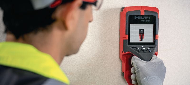 Escáner de pared PS 85 Escáner de pared y localizador de montantes fáciles de usar para evitar golpes al taladrar o cortar cerca de objetos empotrados Aplicaciones 1