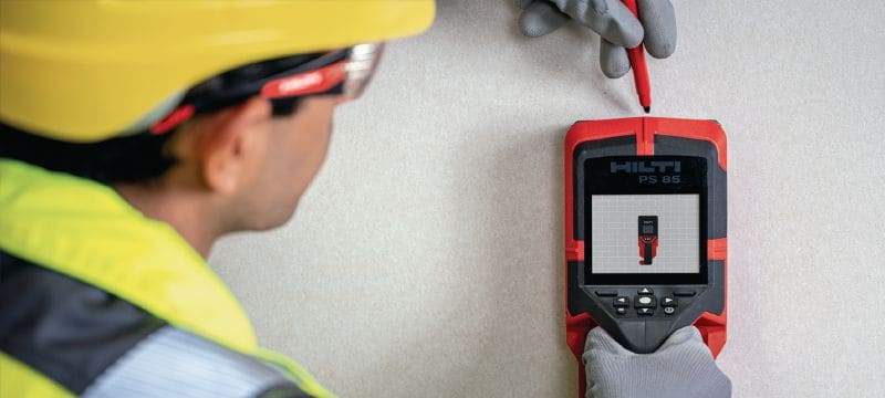 Escáner de pared PS 85 Escáner de pared y localizador de montantes fáciles de usar para evitar golpes al taladrar o cortar cerca de objetos empotrados Aplicaciones 1