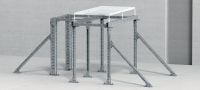 MC-CU OC-A Conector galvanizado en caliente (HDG) para la fijación de carriles de instalación MC-3D a una subestructura de concreto u otros carriles en exteriores, ya sea perpendicularmente o en ángulo Aplicaciones 3