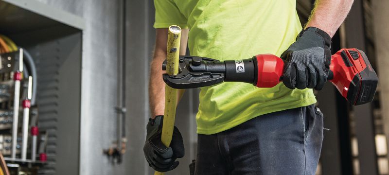 Sistema de prensado y corte universal de 6T NUN 54-A Sistema de prensado a batería universal en línea 6T con mordazas de prensado y corte intercambiables Aplicaciones 1