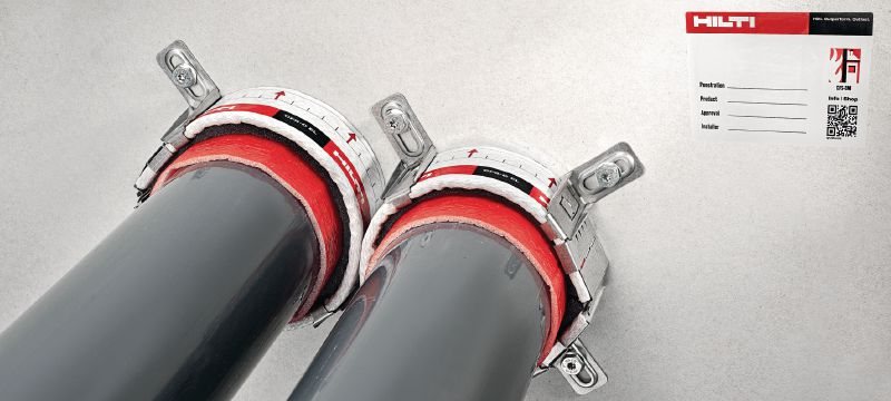 Collarín multitubo CFS-C EL Solución para ayudar a crear una barrera contra el fuego y el humo alrededor de tuberías en configuraciones no estándar Aplicaciones 1