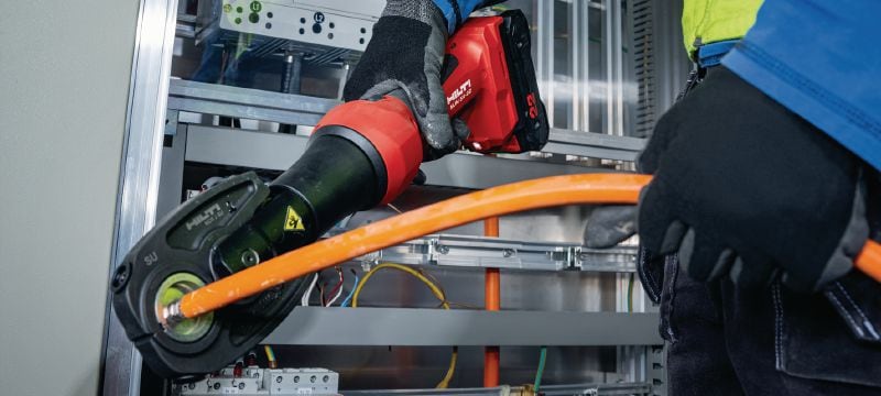 Crimpadora y cortadora de cables 6T a batería NUN 54-22 Sistema de crimpado y corte de cables a batería en línea 6T con mordazas intercambiables (plataforma de batería Nuron) Aplicaciones 1