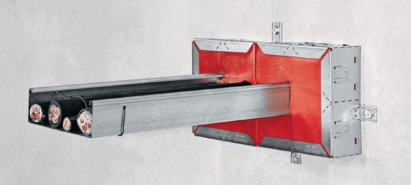 Abrazadera rectangular intumescente para cables CFS-RCC Solución para la renovación de atravesamientos sellados de cables, bandejas y mixtos sin necesidad de retirar el material intumescente existente Aplicaciones 1